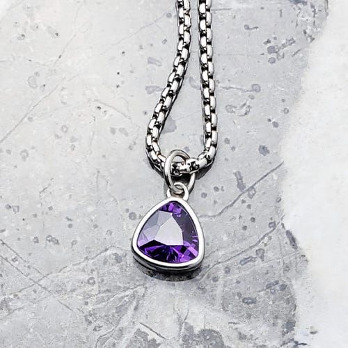 Men's SILVER MINI AMETHYST Necklace | Men's Lab Grown Amethyst