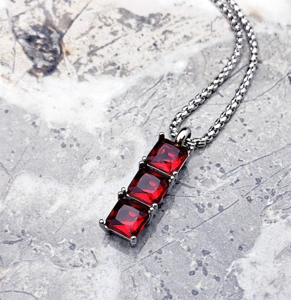 Mozambique Garnet Silver Pendant-9862NF | Juwelo