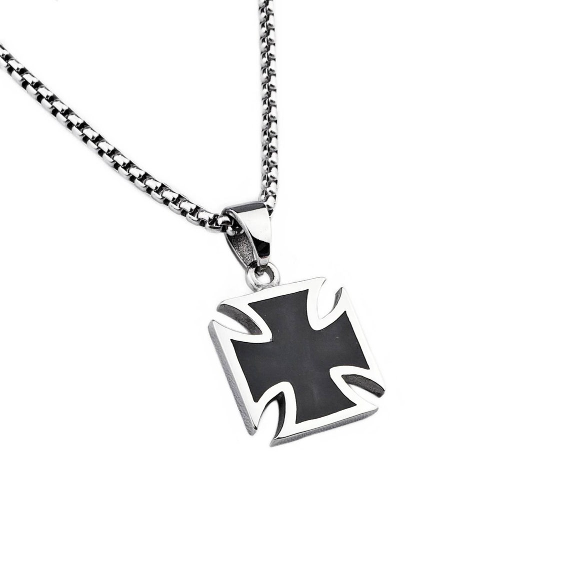 Men's black IRON Cross Necklace Mens Silver & Etsy