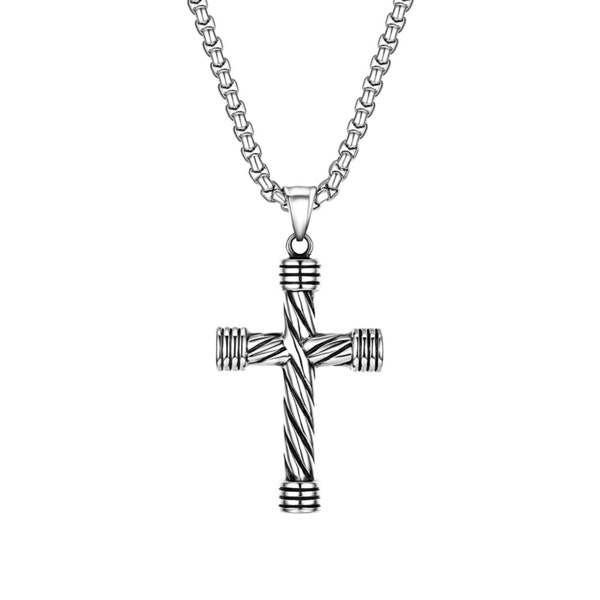 Twisted Cross Necklace Men Etsy