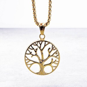 Gold Pagan Irminsul Tree of Life Viking Medallion Pendant Necklace (Available in Yellow/Rose/White Gold Gold Pagan Irminsul Tree of Life Viking Medallion Pendant Necklace (Available in Yellow/Rose/White Gold