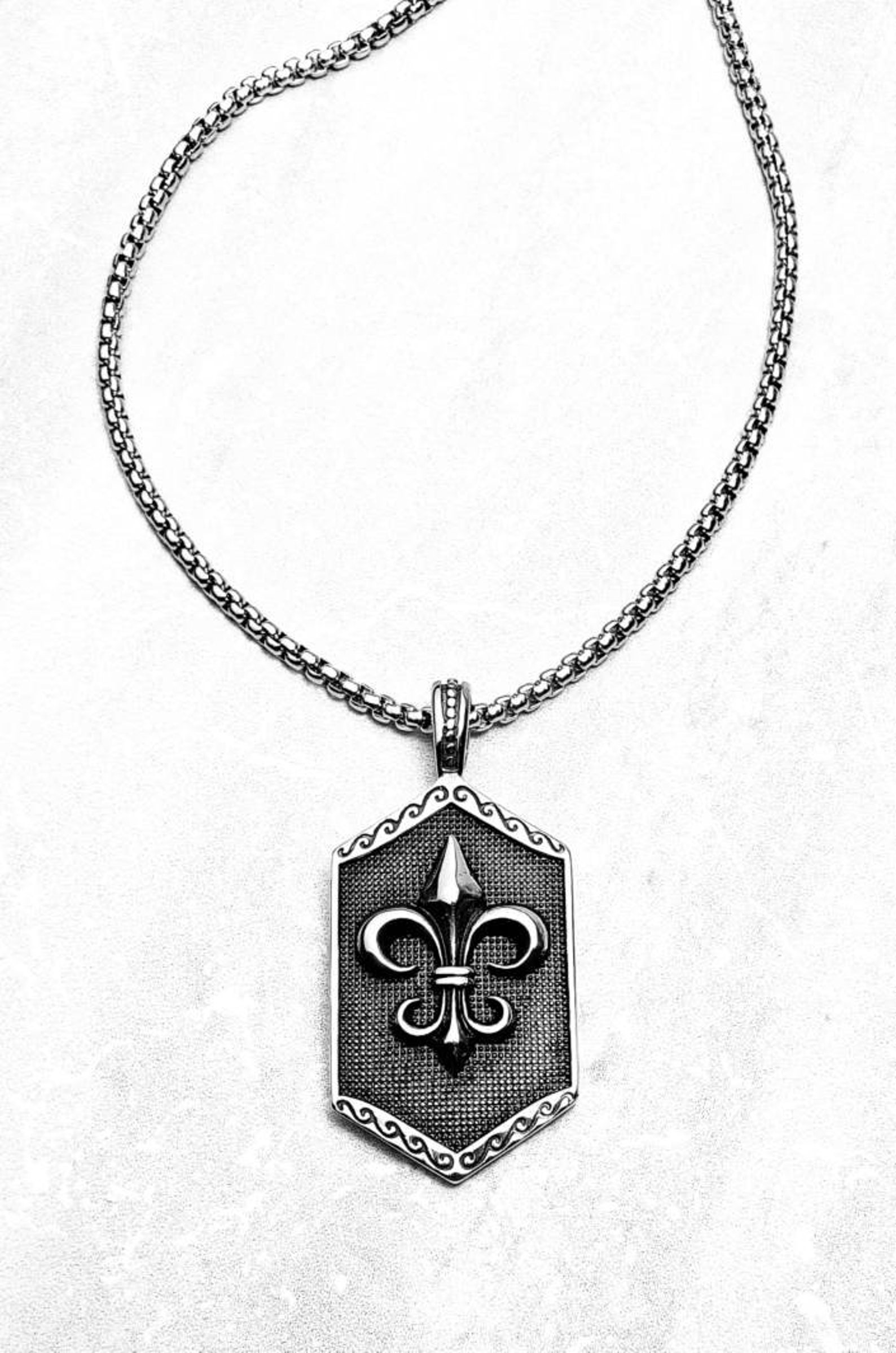 Men's fleur DE Lis Necklace Men's Silver Etsy