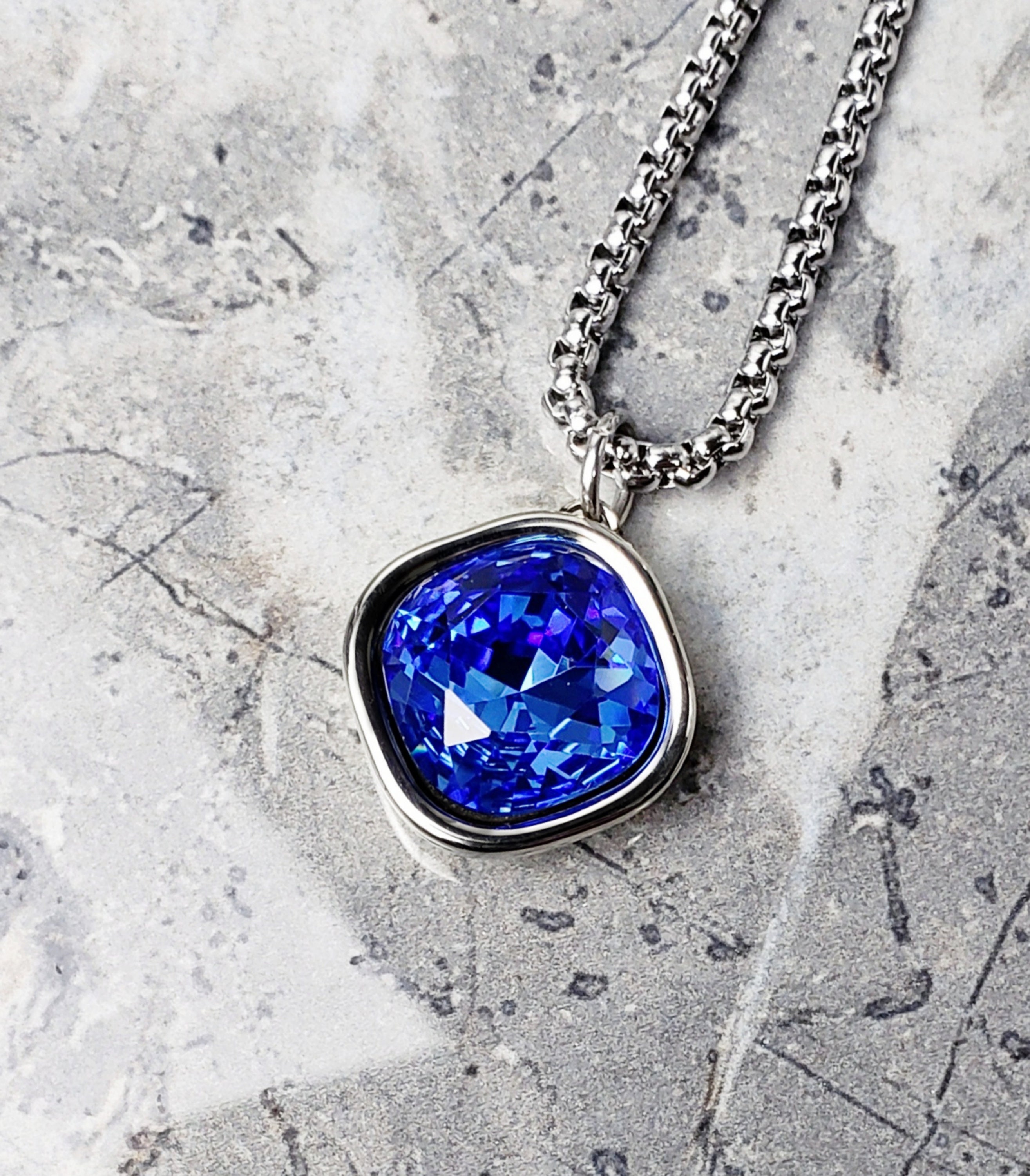 Lab Amulet Men's SILVER SAPPHIRE AMULET Necklace | Men's Lab Grown Sapphire ...