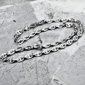 Men&#39;s &quot;SILVER MARINER CHAIN&quot; Necklace| Men&#39;s Silver Stainless Steel Mariner Link Chain Necklace| Men&#39;s Silver Mariner Chain Necklace Gift