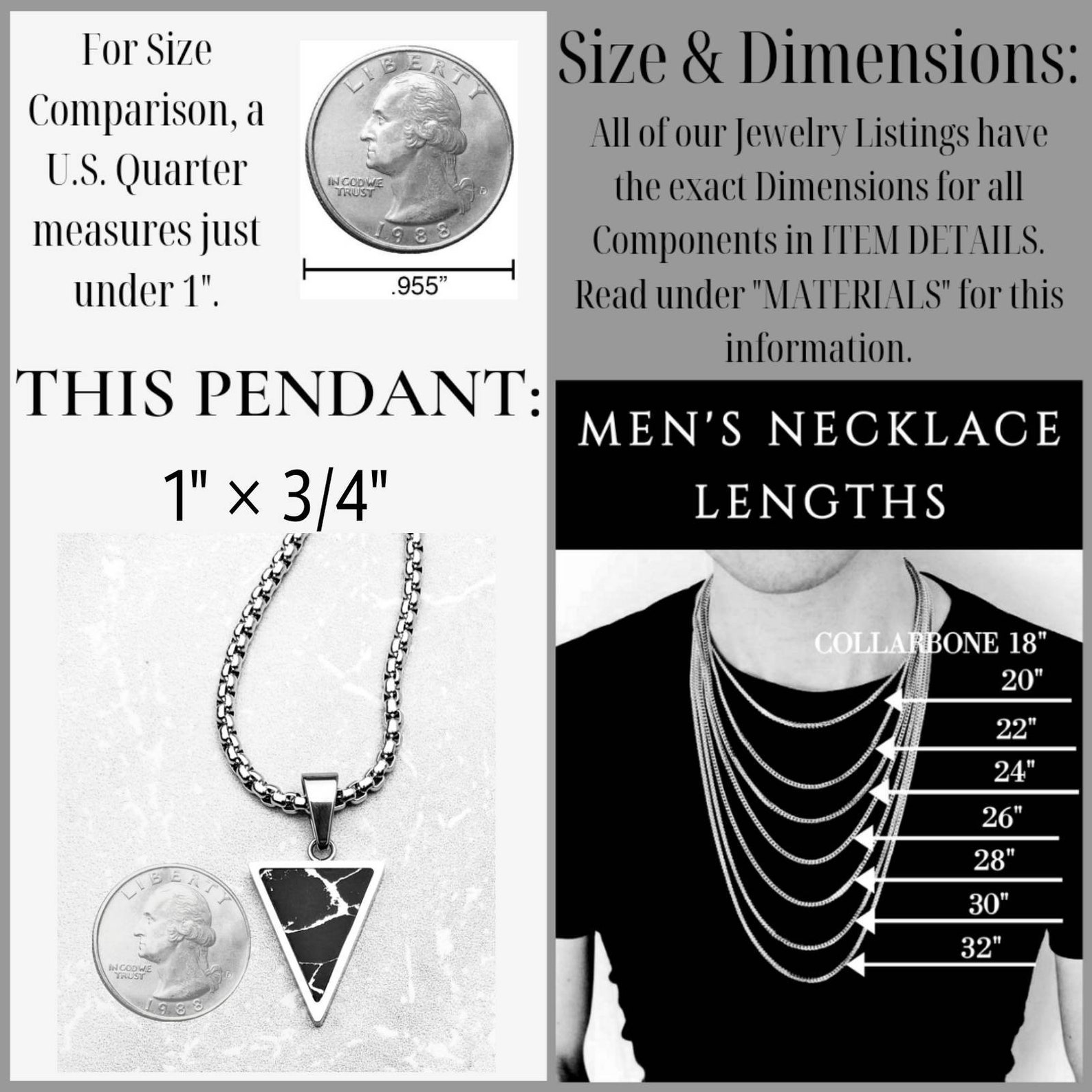 Men's stone GEO Triangle Necklace Men's Etsy