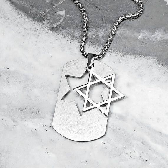 メンズ STAR of DAVID TAG ネックレス | メンズ シルバー ステンレス 