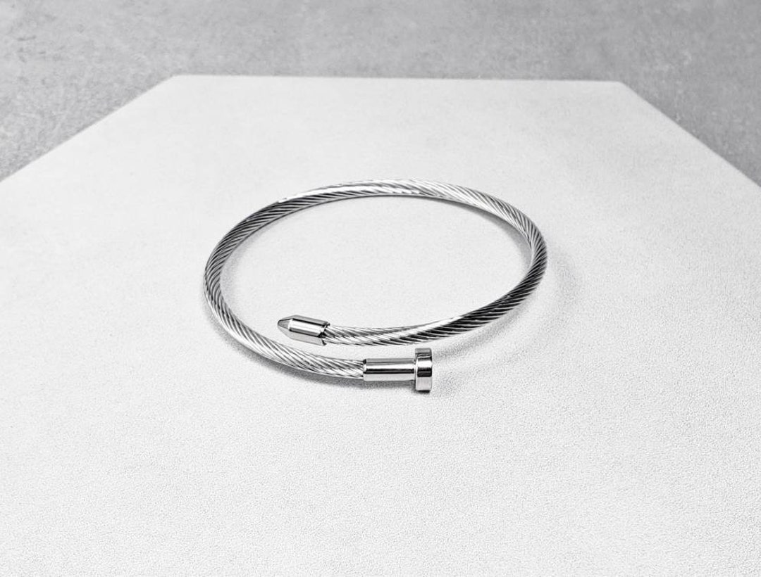 Mens silver 2024 nail bracelet