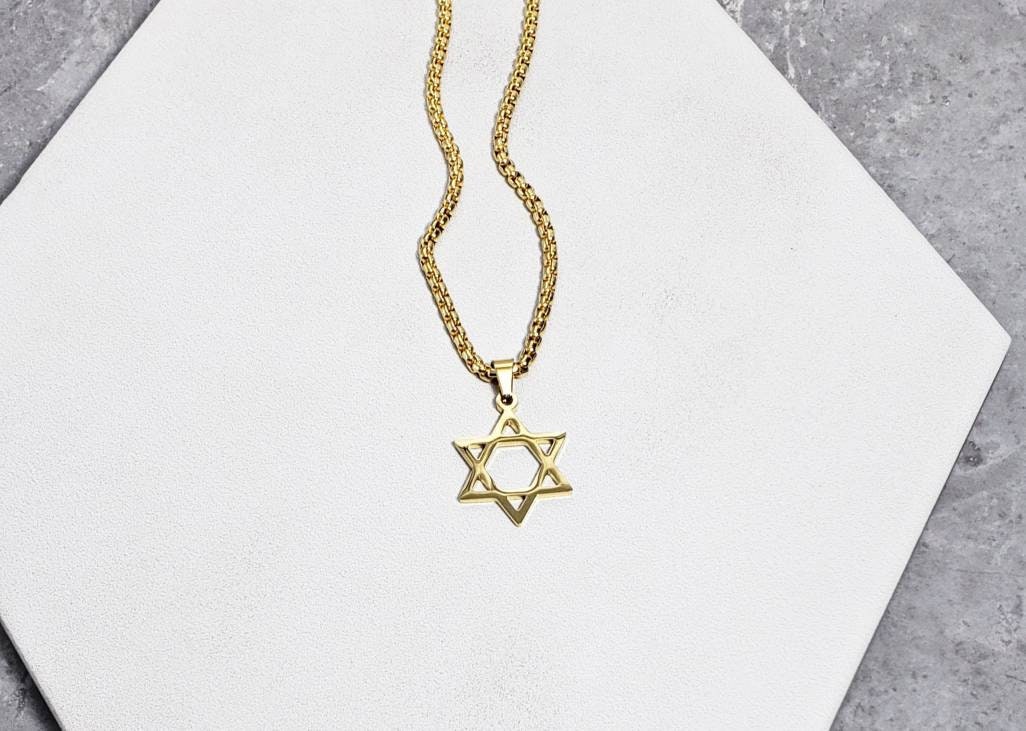 Star of david online gold necklace mens