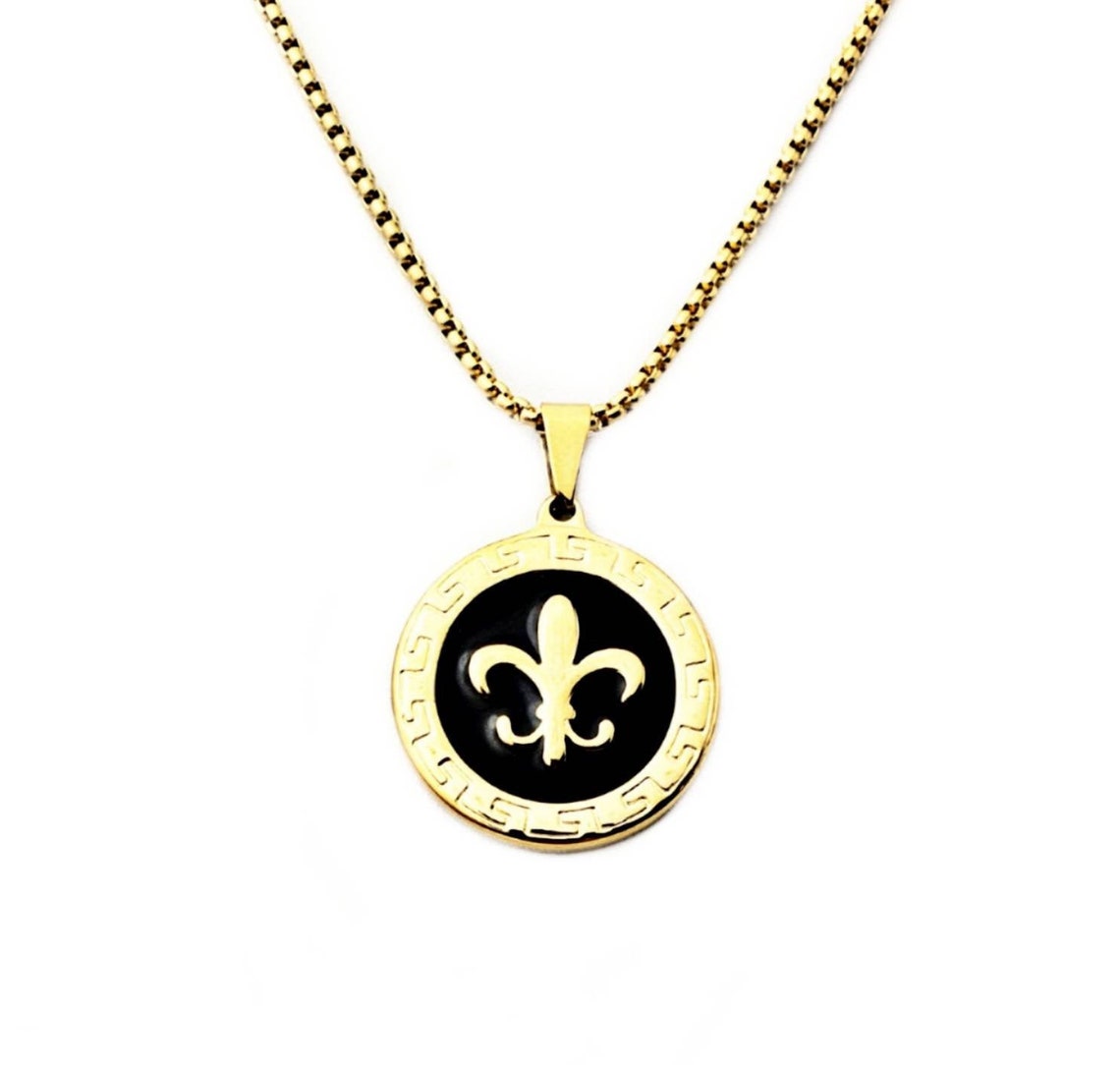 Men's GOLD FLEUR de LIS Necklace Men's Gold Etsy