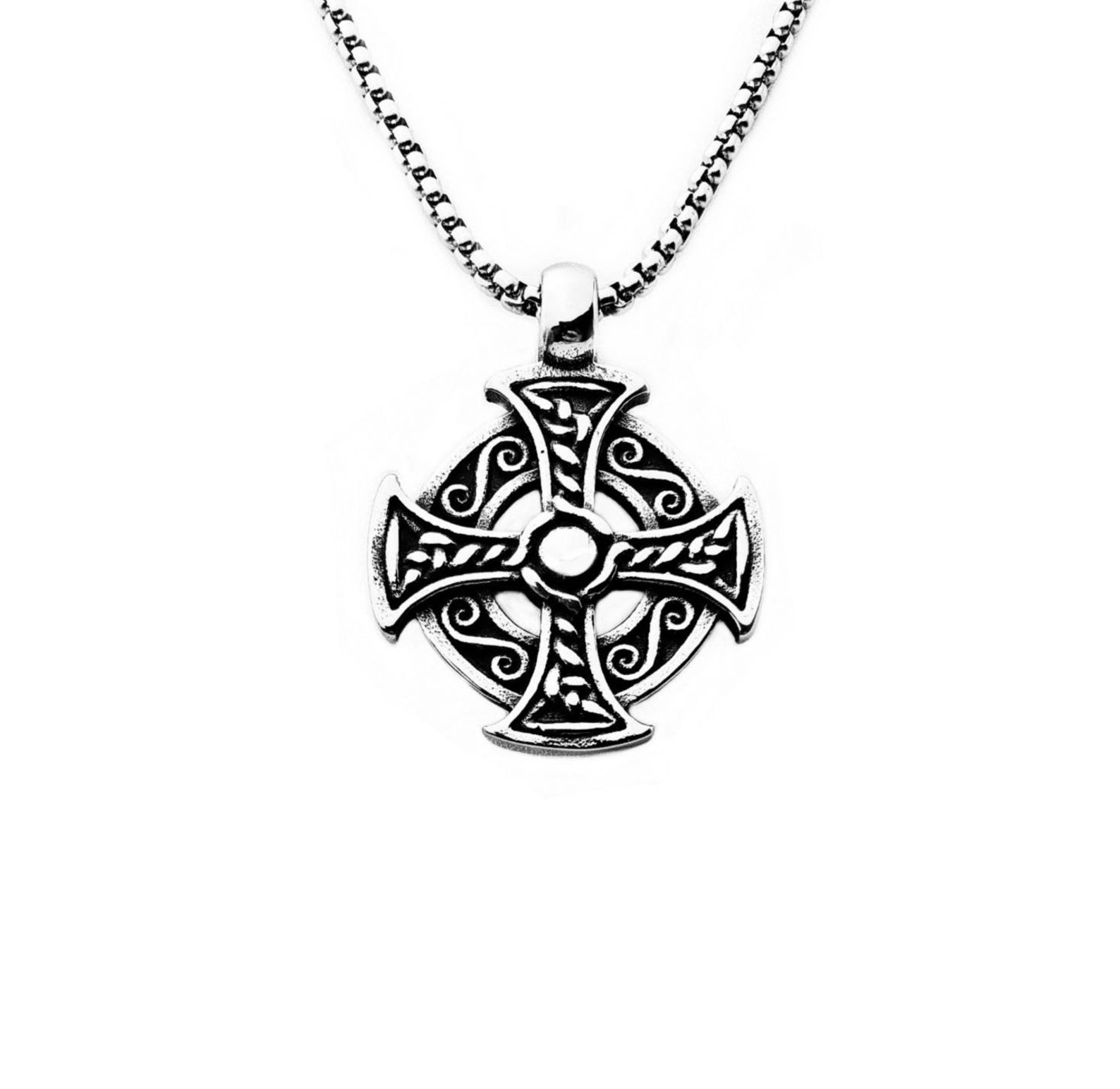 Men's CELTIC CROSS SHIELD Necklace | Men's Silver Stainless Steel ...