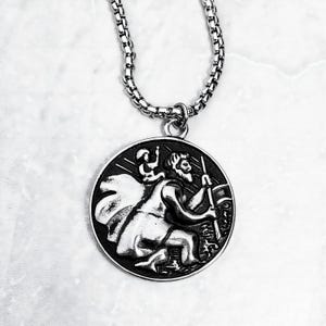 Men&#39;s &quot;SAINT CHRISTOPHER MEDALLION&quot; Necklace| Men&#39;s Silver Stainless Steel Saint Christopher Medallion Pendant Necklace| Mens Chain Necklace