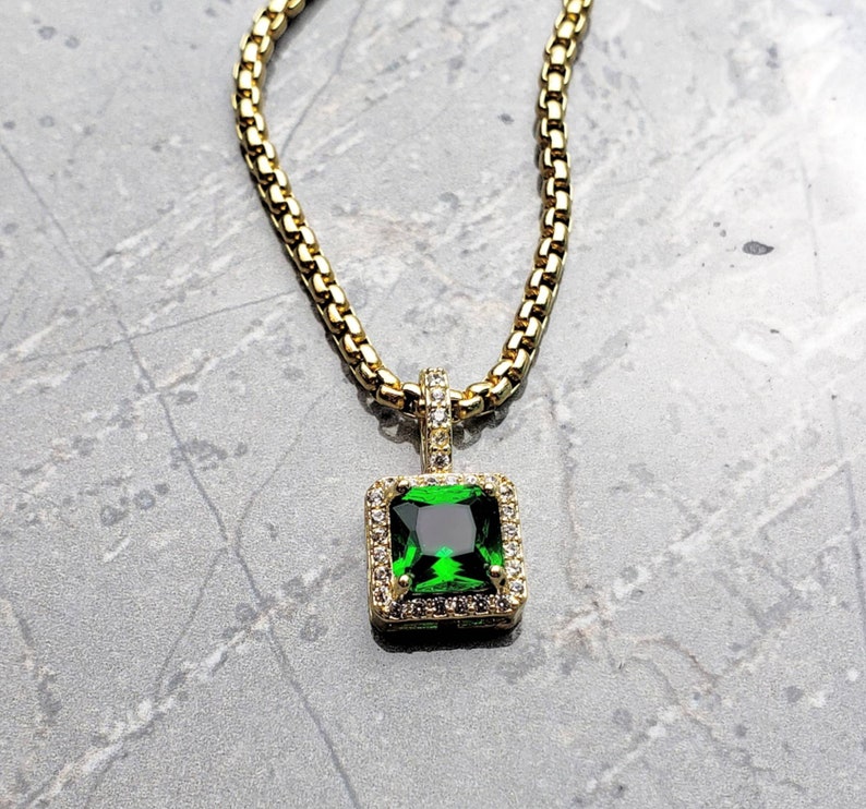 Emerald And Diamond Pendant Emerald Necklace For 6x6 Mm