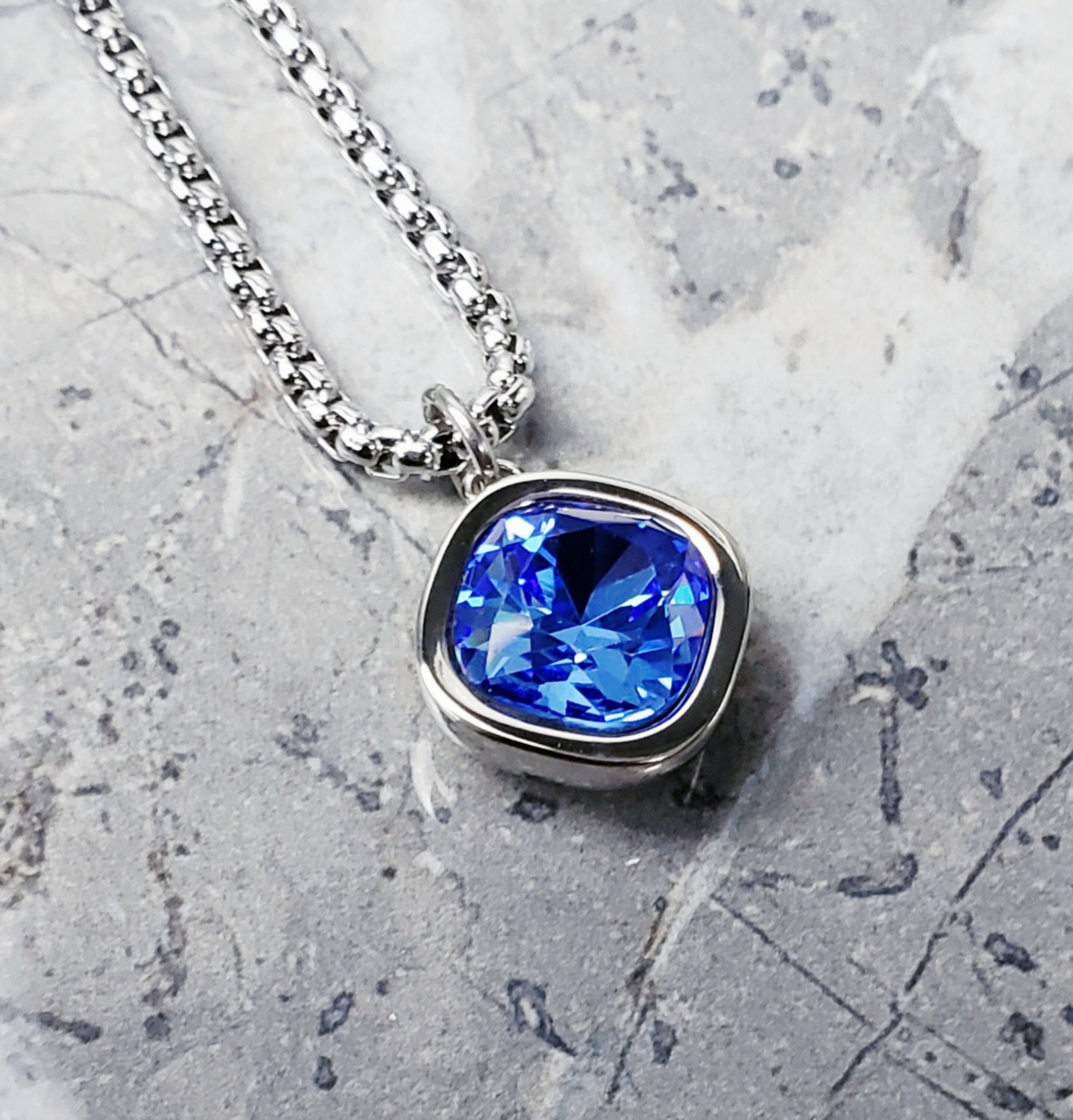 Lab Amulet Men's SILVER SAPPHIRE AMULET Necklace | Men's Lab Grown Sapphire ...