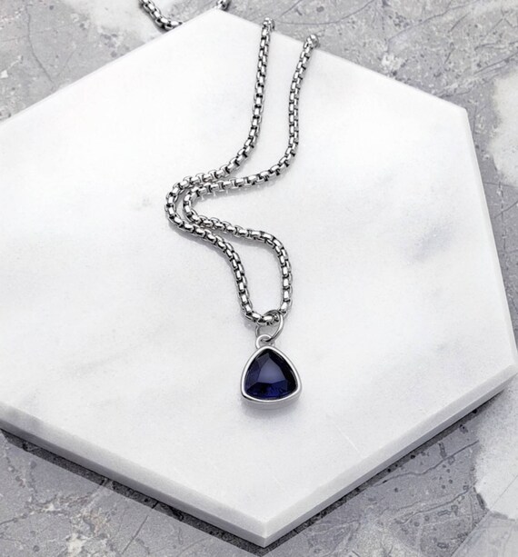 サファイア ネックレス S925 シルバー ラボグロウン 高透明7*9mm サファイア ネックレス S925 シルバー ラボグロウン 高透明7*9mm