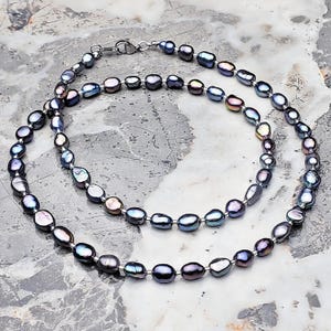 Men&#39;s &quot;MULTICOLOR PEARLS&quot; Necklace| Men&#39;s Multicolor Freshwater Pearls Silver Bead Necklace| Men Freshwater Pearl Beaded Necklace