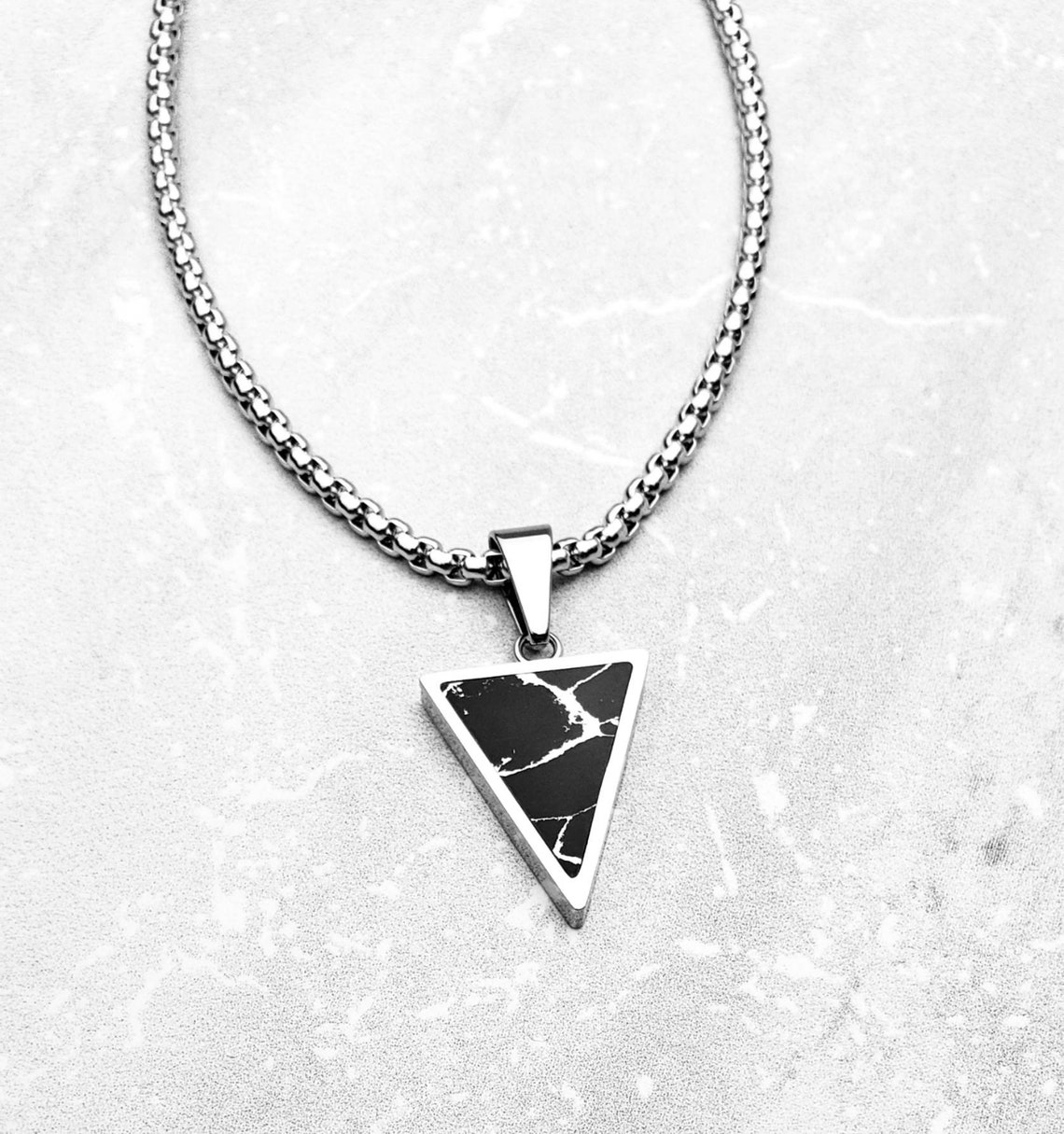 Men's STONE GEO TRIANGLE Necklace | Men's Black Imperial Jasper ...