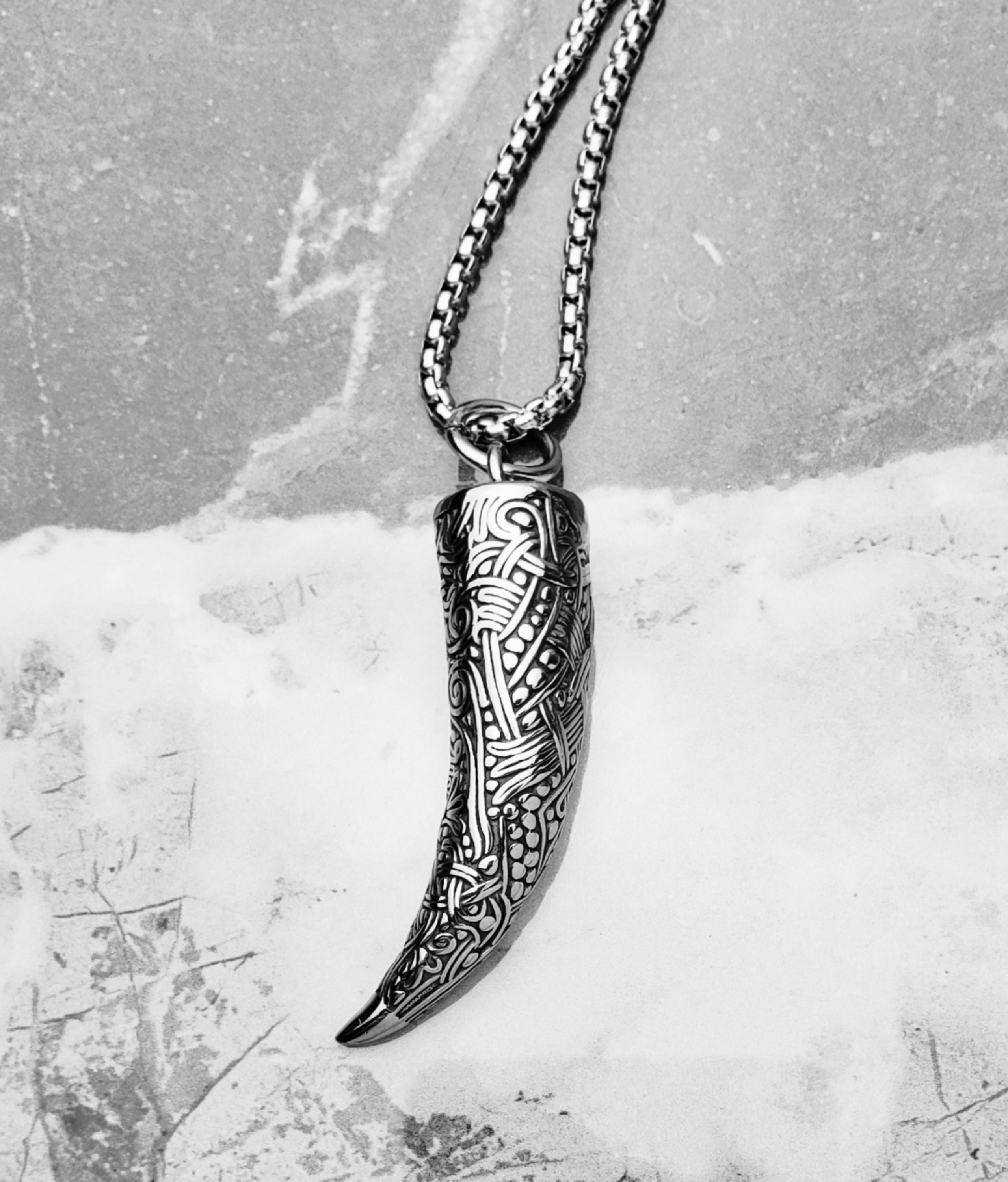 メンズ マオリ ホーン ネックレス | メンズ シルバー ステンレス
