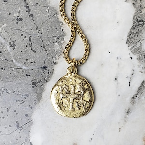 Men&#39;s &quot;SHIPWRECK ATOCHA COIN&quot; Necklace| Men&#39;s Gold Pewter Shipwreck Atocha Replica Coin Pendant Necklace| Men&#39;s Gold Chain Necklace