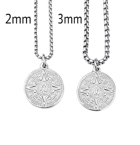 Silver Aztec Design Necklace with Matte Black Gems & Earring Set