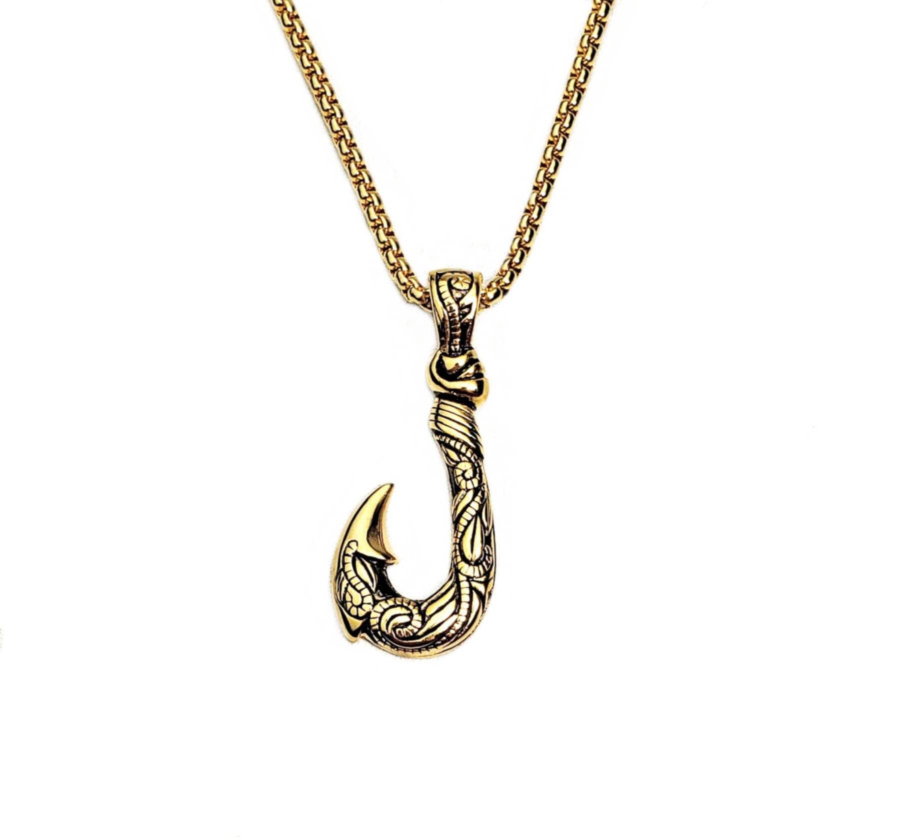 Gold fish hook sale pendant