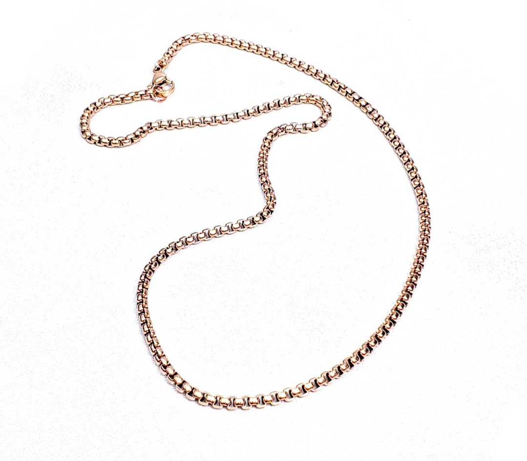 Men's rose GOLD Chain Necklace Men's Rose Gold Stainless Steel Box