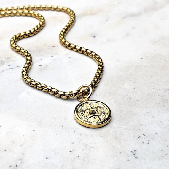 Men's gold OX Coin Necklace Men's Gold - Etsy