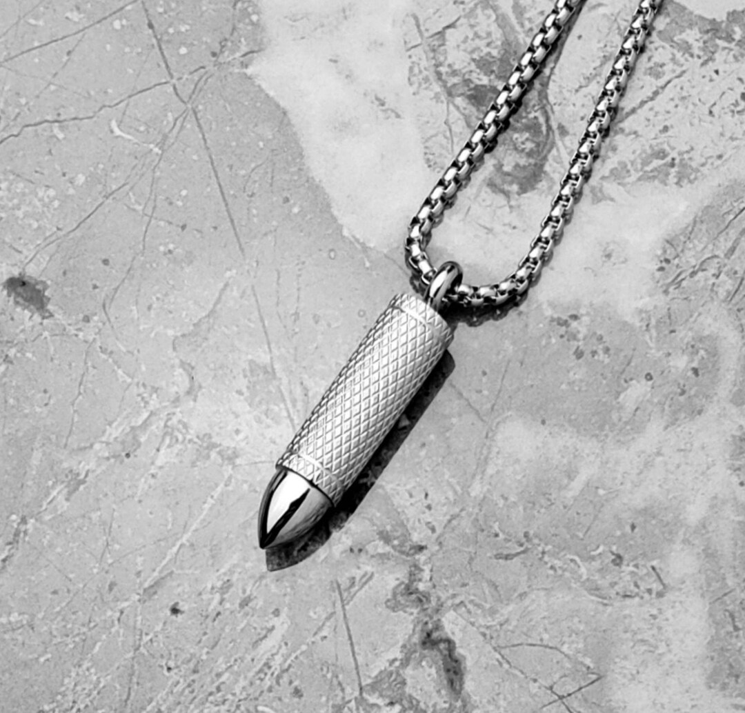 Men's silver Bullet Necklace Men's Silver Etsy
