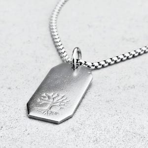 Men&#39;s &quot;TREE of LIFE TAG&quot; Necklace| Men&#39;s Silver Stainless Steel Tree of Life Dog Tag Pendant Necklace| Men&#39;s Silver Stainless Steel Necklace