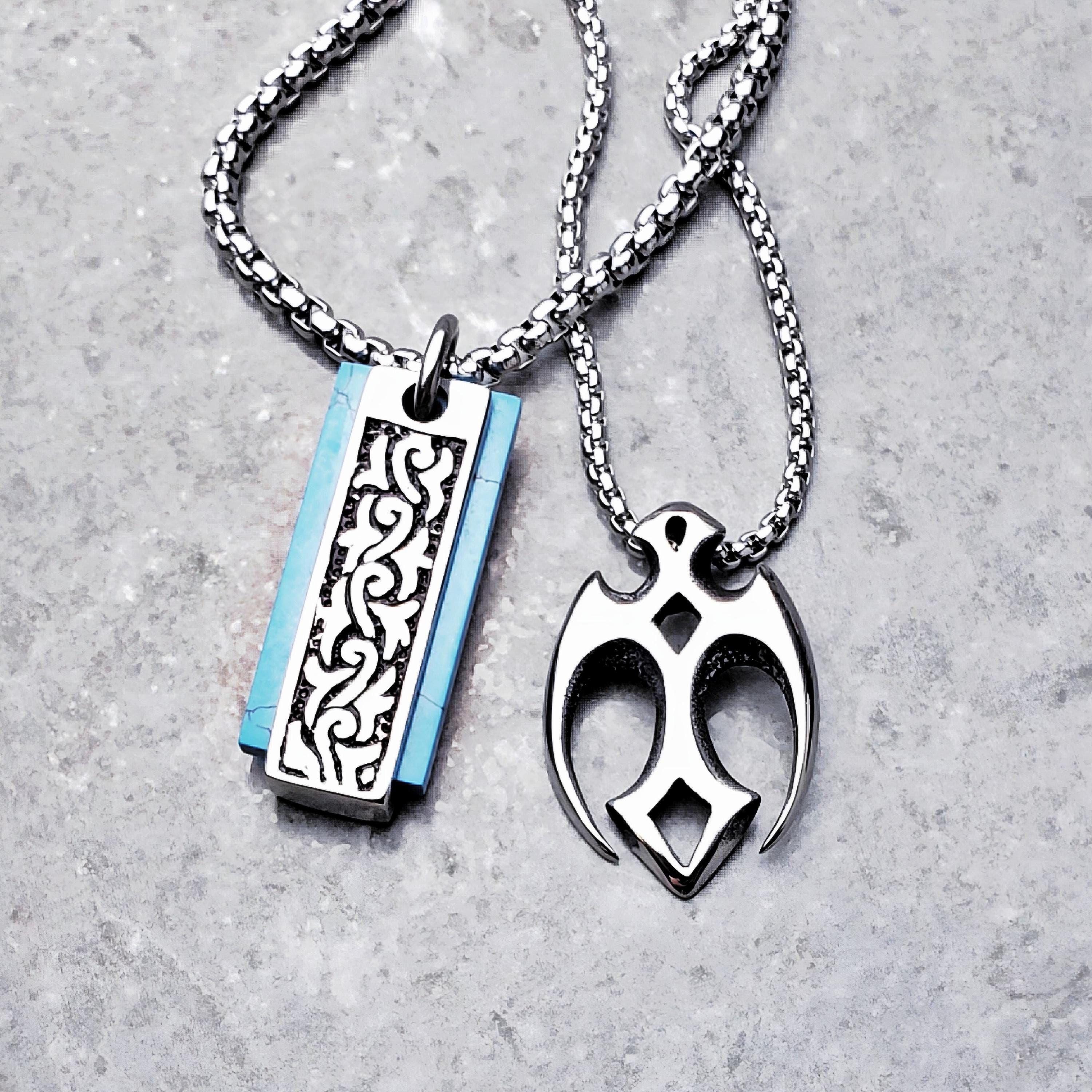 メンズ ターコイズ ドッグタグネックレス | メンズ ターコイズ