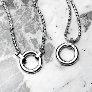 Men&#39;s &quot;AMULET CARRIER&quot; Necklace| Men&#39;s Silver Stainless Steel Amulet Ring Clasp Necklace| Men&#39;s Amulet Carrier Pendant Necklaces