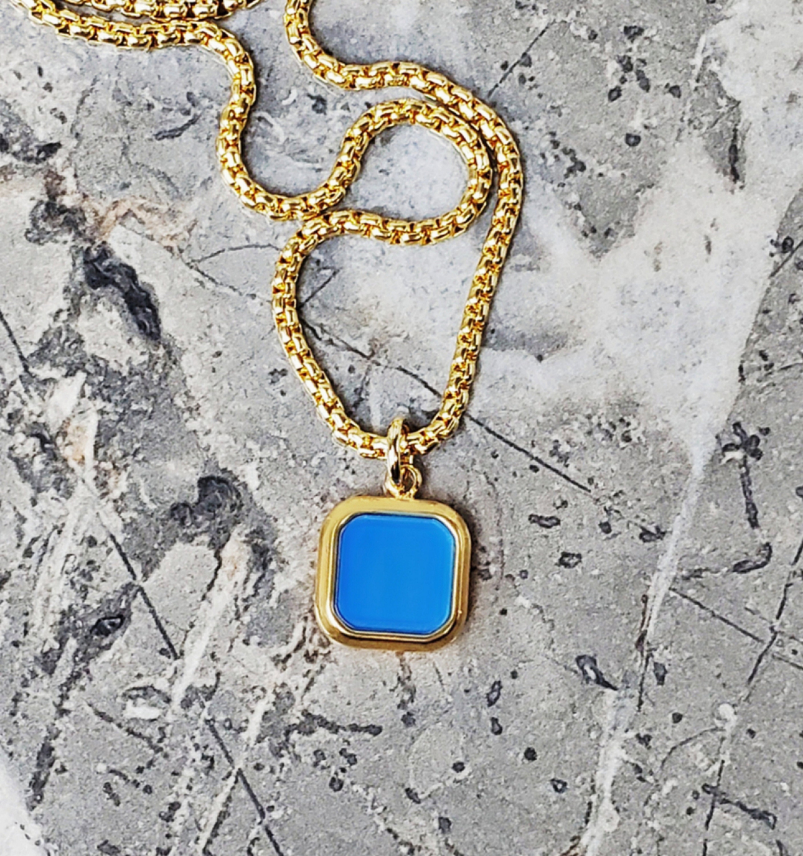 メンズ ゴールド ターコイズ タブネックレス | メンズ ターコイズ 翡翠