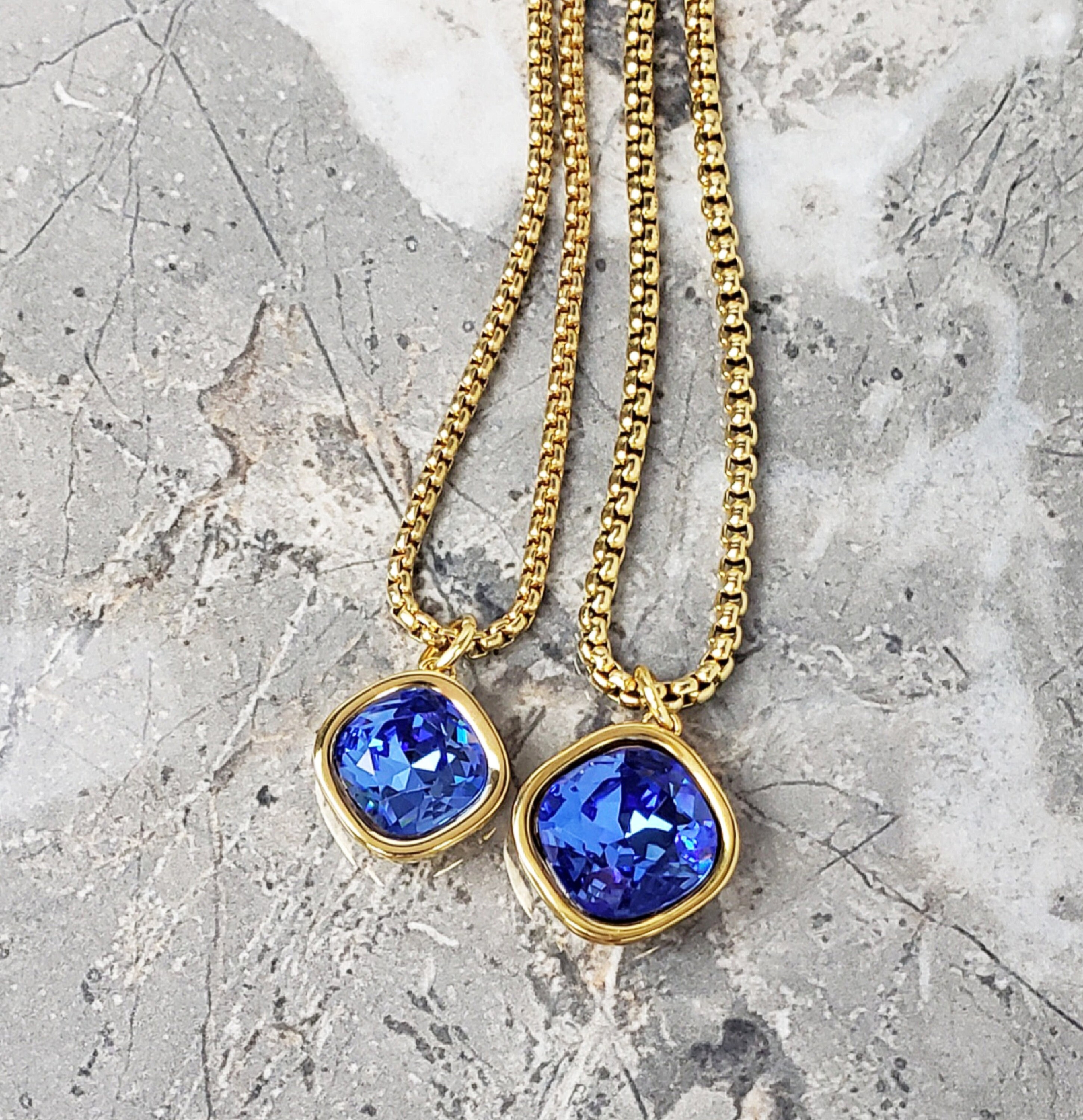 Men's GOLD SAPPHIRE Necklace | Men's Sapphire Gemstone Gold Stainless ...