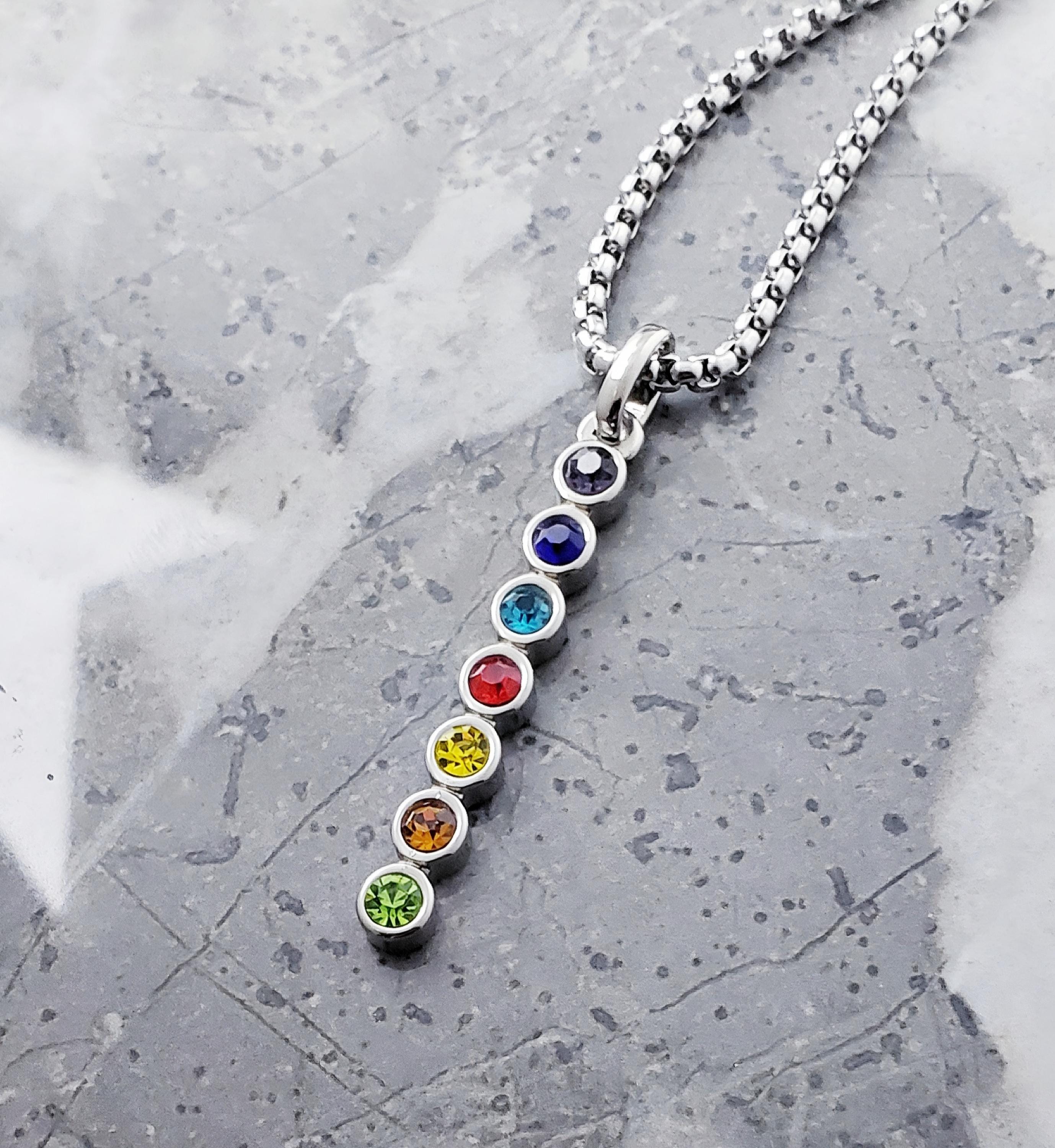 Men's CHAKRA BAR AMULET Necklace | Men's Chakra Cubic Zirconia ...
