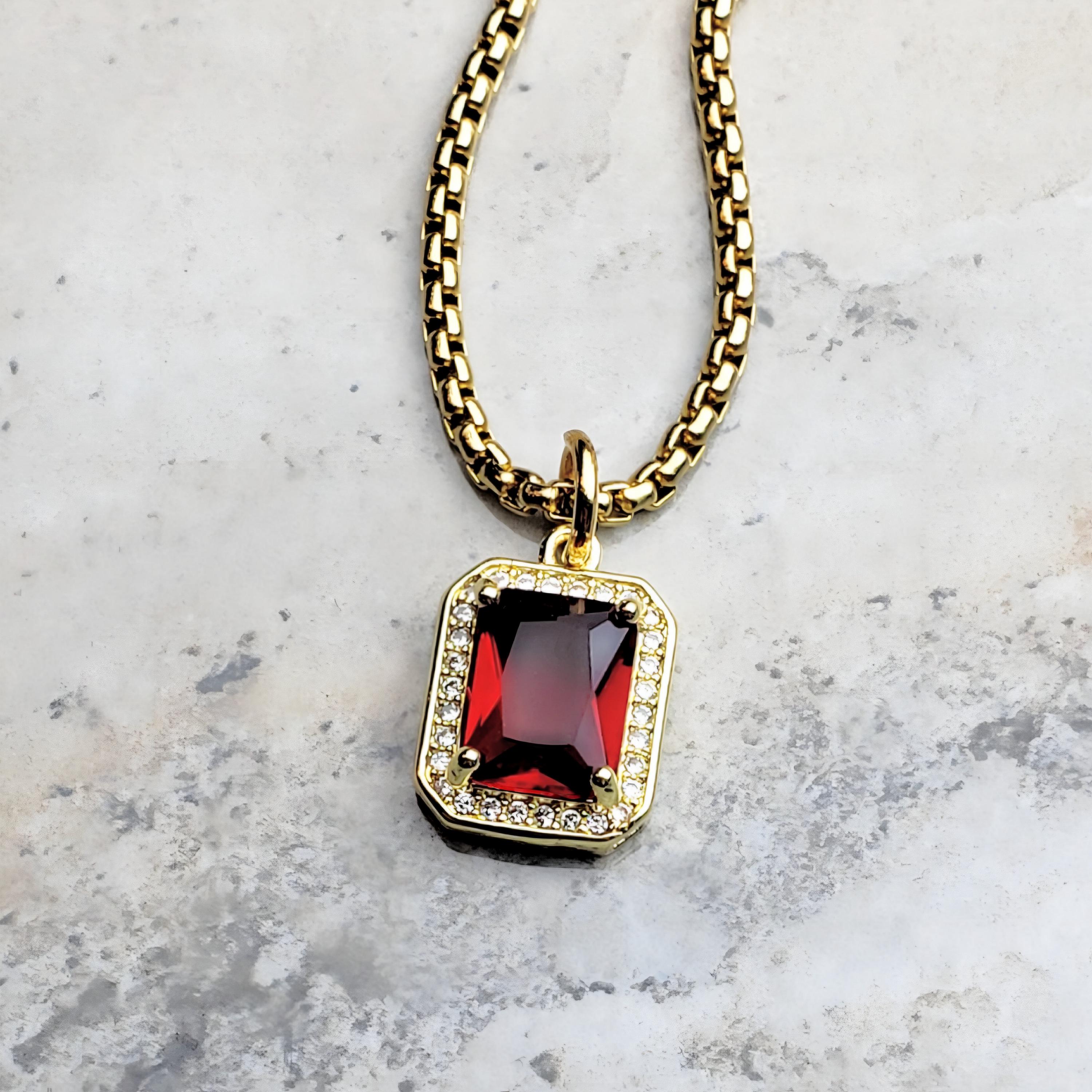 Men s gold PAVE Garnet Necklace Men s Gold Stainless Steel Pave Cubic Zirconia Mini Garnet Pendant Necklace Men s January Birthstone Etsy Australia