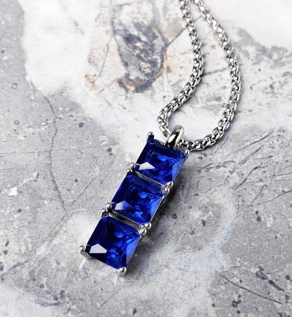 Sapphire Necklace - Antique Sterling Silver | Sapphire necklace, September  birthstone necklace, 50th birthday gifts for men