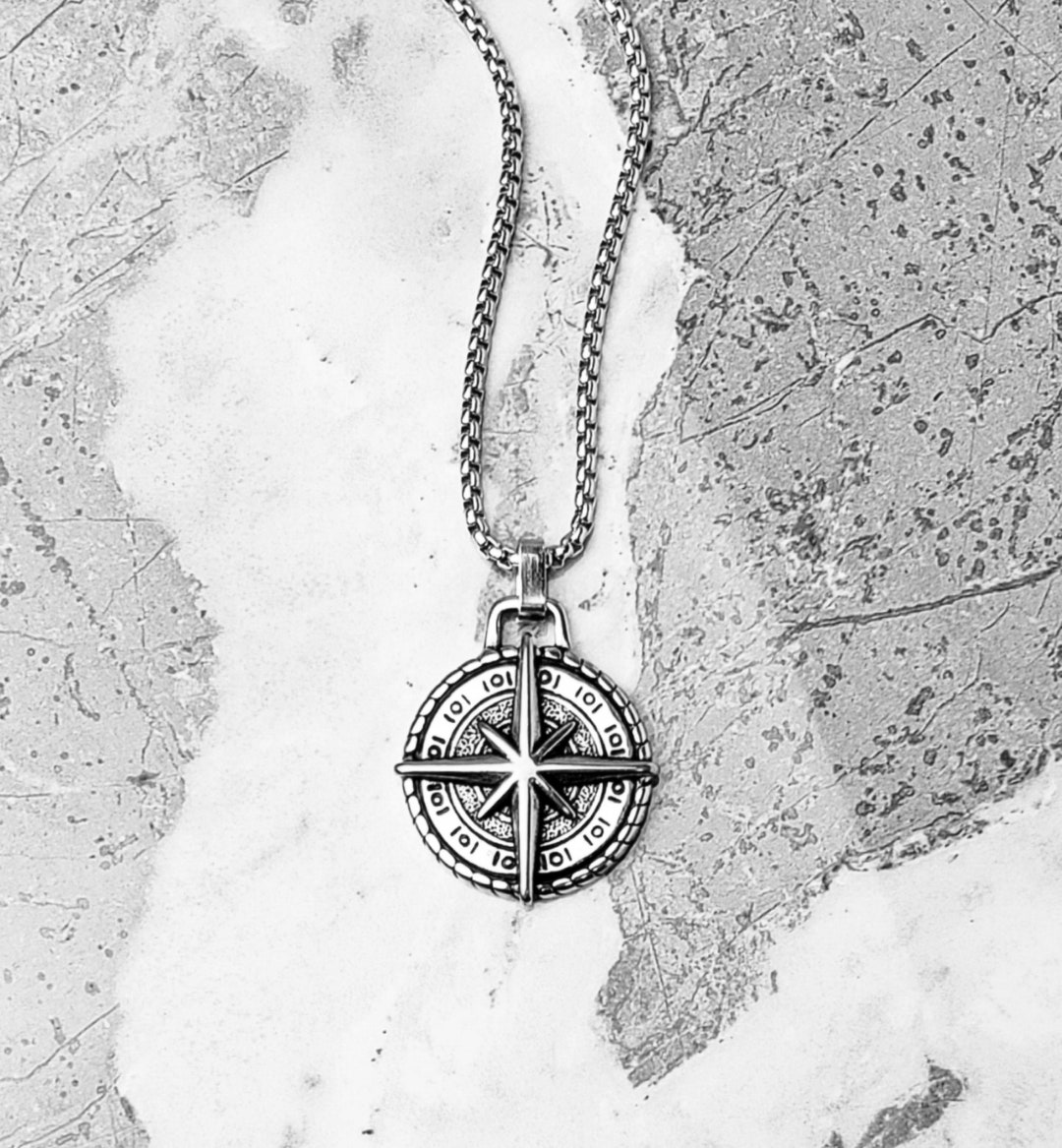 Men's maritime COMPASS Medallion Necklace Etsy
