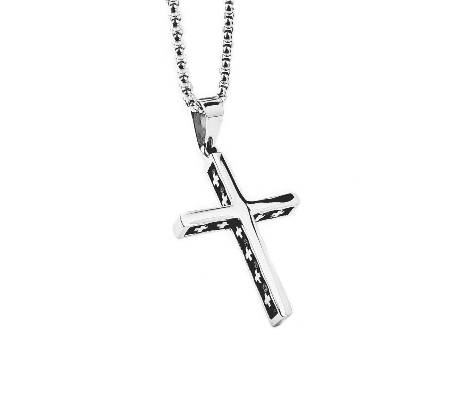 Men's double Cross Necklace Men's Silver Etsy