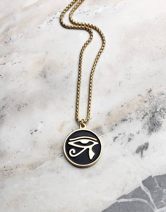 Men's eye OF Horus Necklace Men's Gold Etsy
