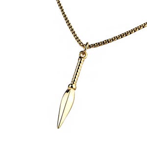 Men&#39;s &quot;GOLD VIKING SPEAR&quot; Necklace| Men&#39;s Gold Stainless Steel Gungnir Viking Spear Pendant Necklace| Men&#39;s Gold Box Chain Necklace