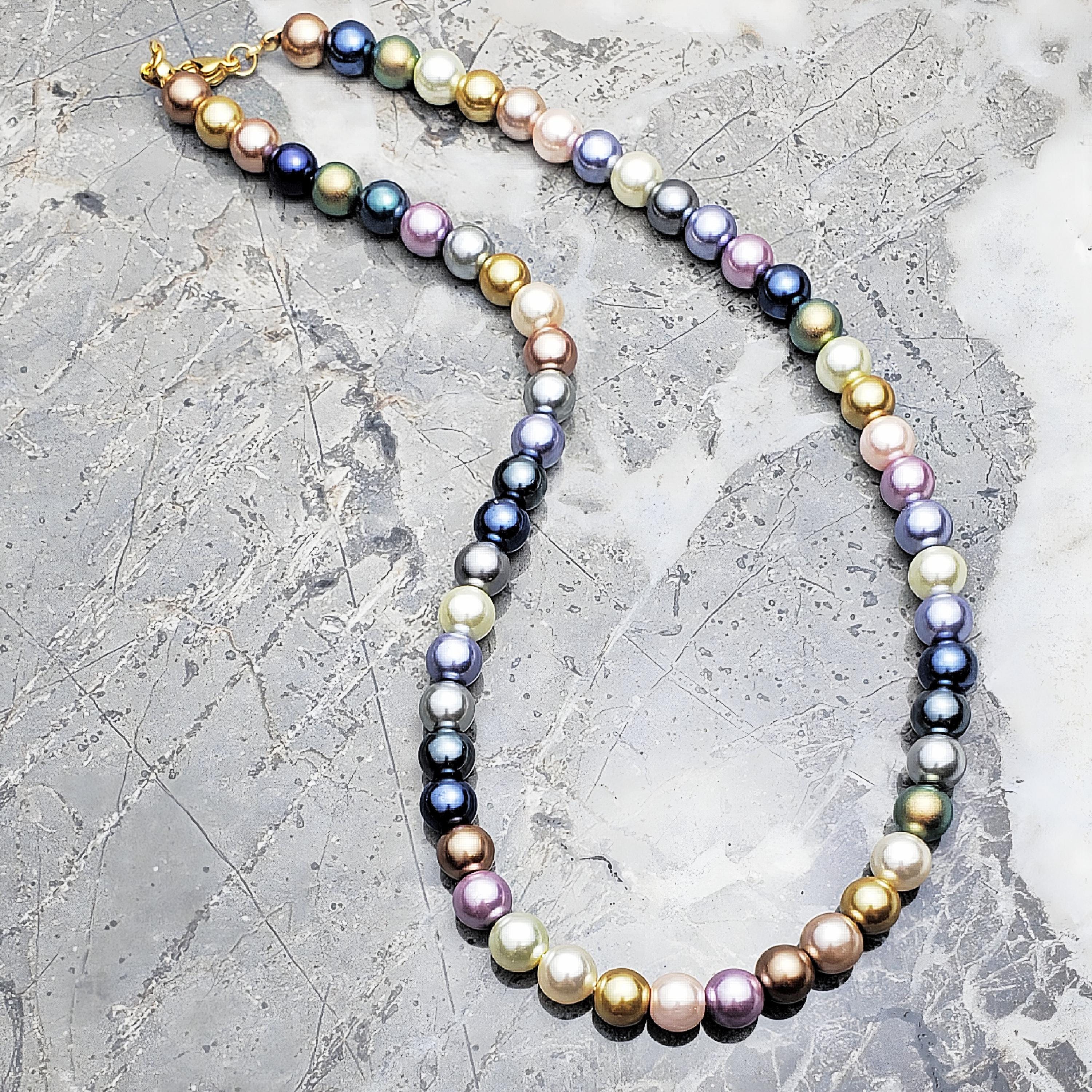 Multi colored freshwater pearl necklace - Etsy 日本