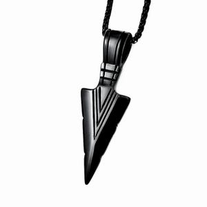 Men&#39;s &quot;BLACK STEEL ARROWHEAD&quot; Necklace| Men&#39;s Black Stainless Steel Arrowhead Pendant Necklace| Men&#39;s Black Stainless Steel Chain Necklace