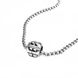 Men&#39;s &quot;SILVER HEX&quot; Necklace| Men&#39;s Silver Stainless Steel Hex Column Bead Pendant Necklace| Men&#39;s Silver Stainless Steel Box Chain Necklace