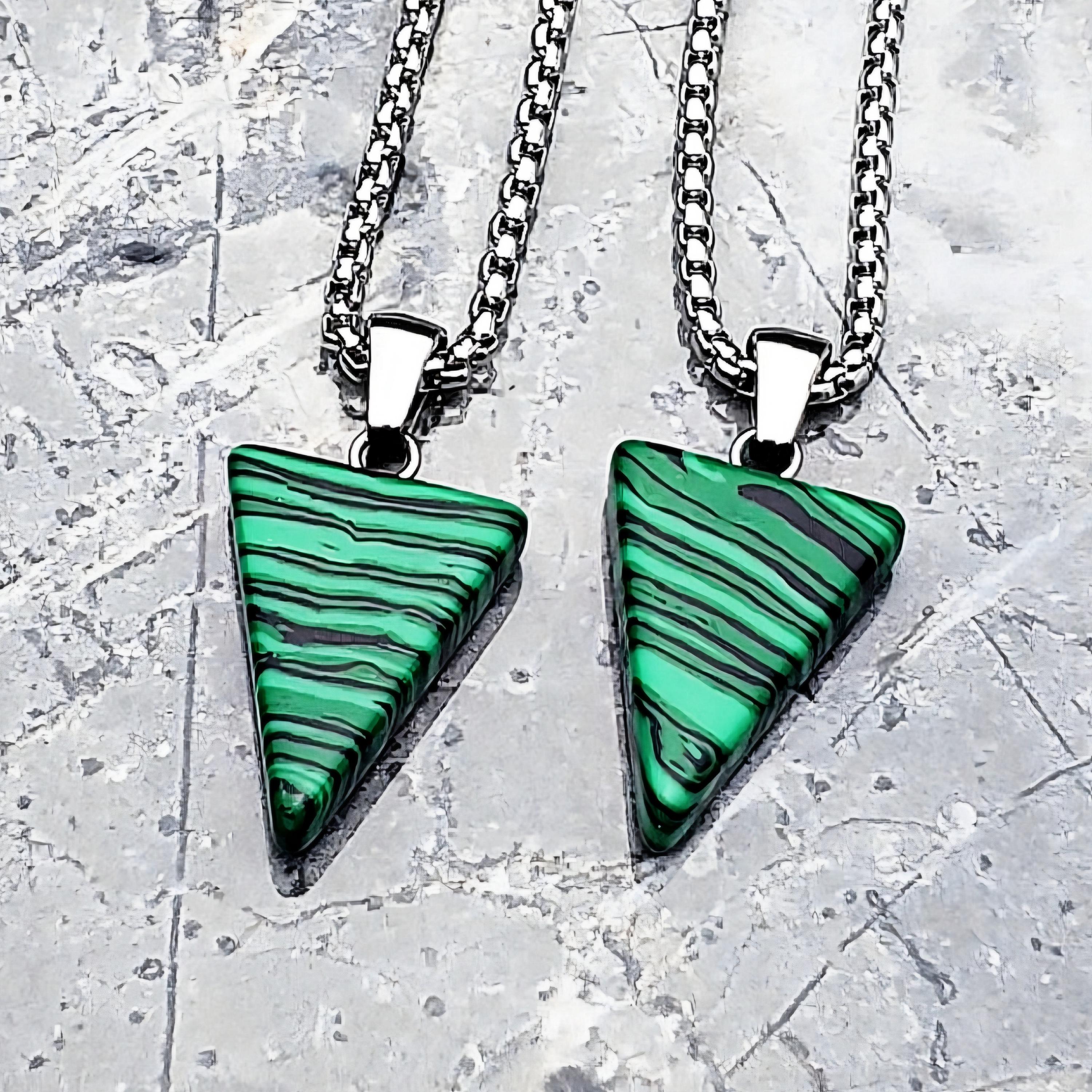 Men's MALACHITE STONE AMULET Necklace | Men's Malachite Geo