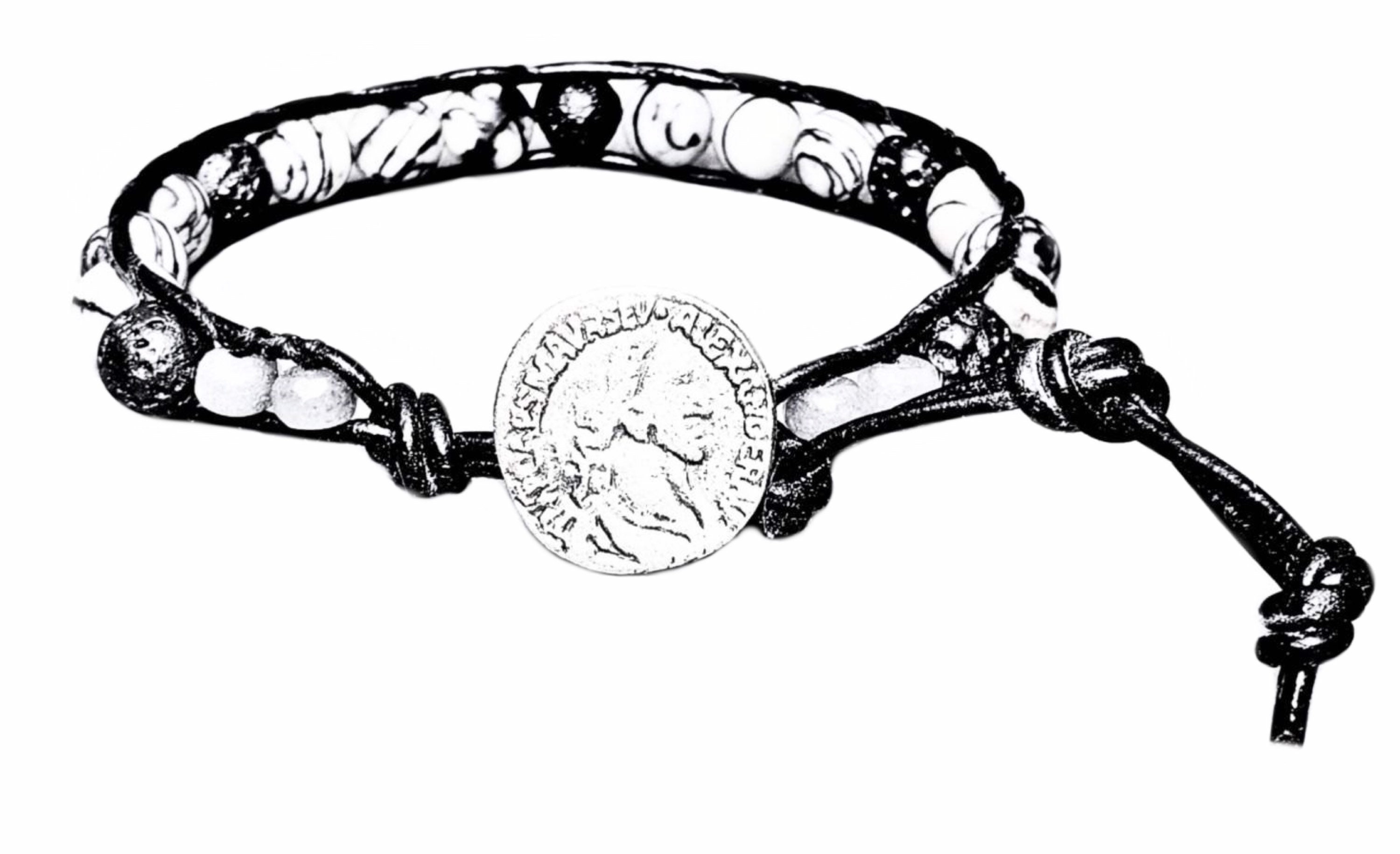 Men's LOST COIN Bracelet Men's Black Etsy