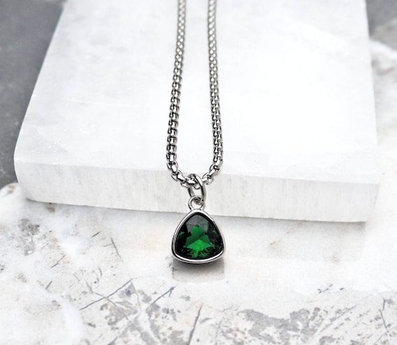Maia Radiant Emerald Diamond Necklace | Caitlyn Minimalist