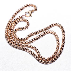 Men&#39;s &quot;ROSE GOLD CHAIN&quot; Necklace| Men&#39;s Rose Gold Stainless Steel Box Chain Necklace| Men&#39;s Rose Gold Stainless Steel Chain Necklace