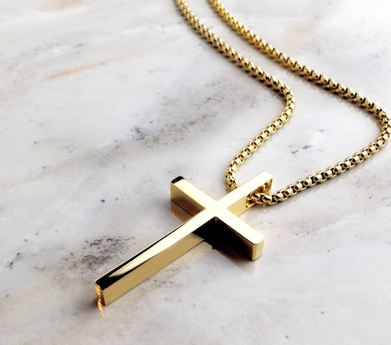 Steel gold chain and cross Steel gold chain and cross