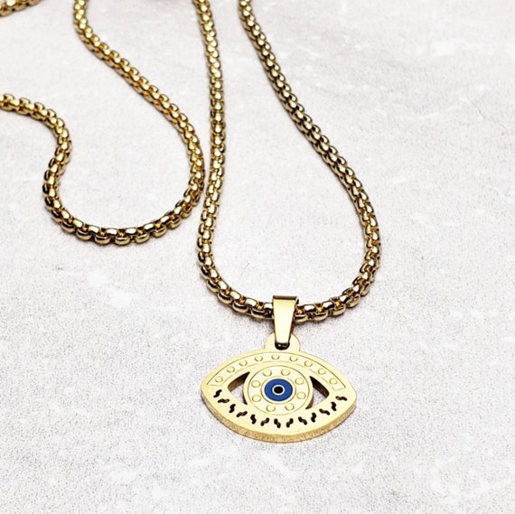 Etsy gold evil eye necklace discount