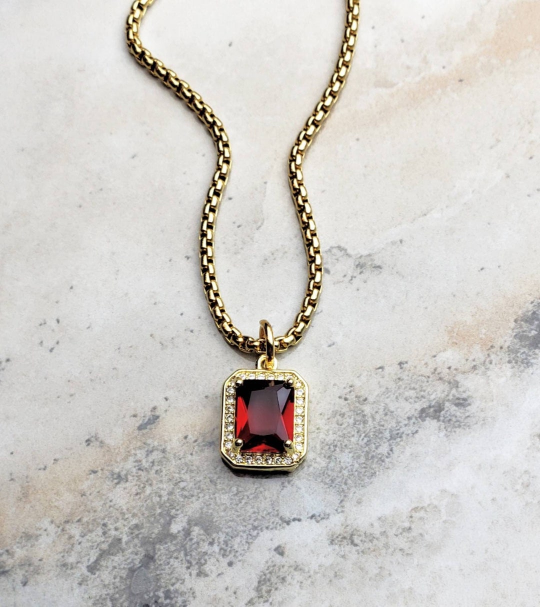 Men's gold PAVÉ Necklace Men's Gold Stainless Steel Pavé Cubic