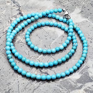 Men&#39;s &quot;TURQUOISE CHAIN&quot; Necklace| Men&#39;s Turquoise Gemstone Beaded Necklace| Men&#39;s Turquoise Gemstone Chain Necklace